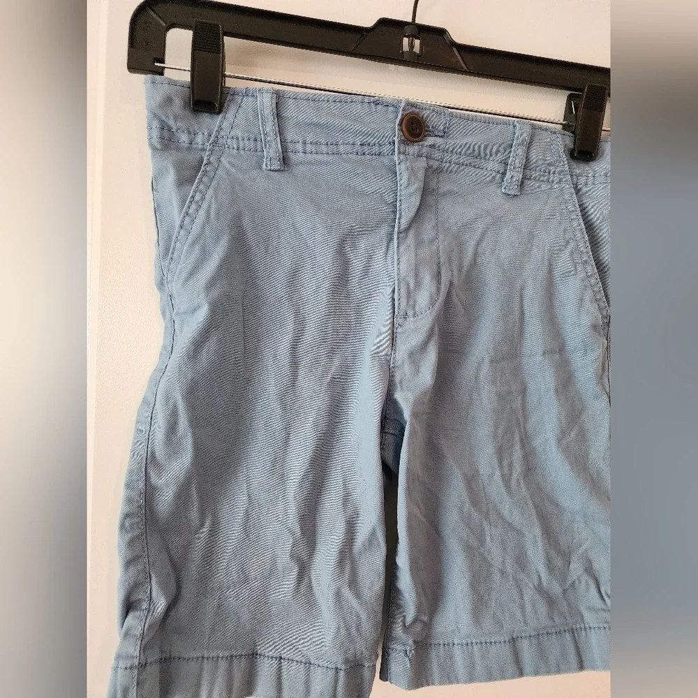 Kids sz7 Oshkosh B'gosh Boys Light Blue Chino Shorts Summer Spring Easter Preppy